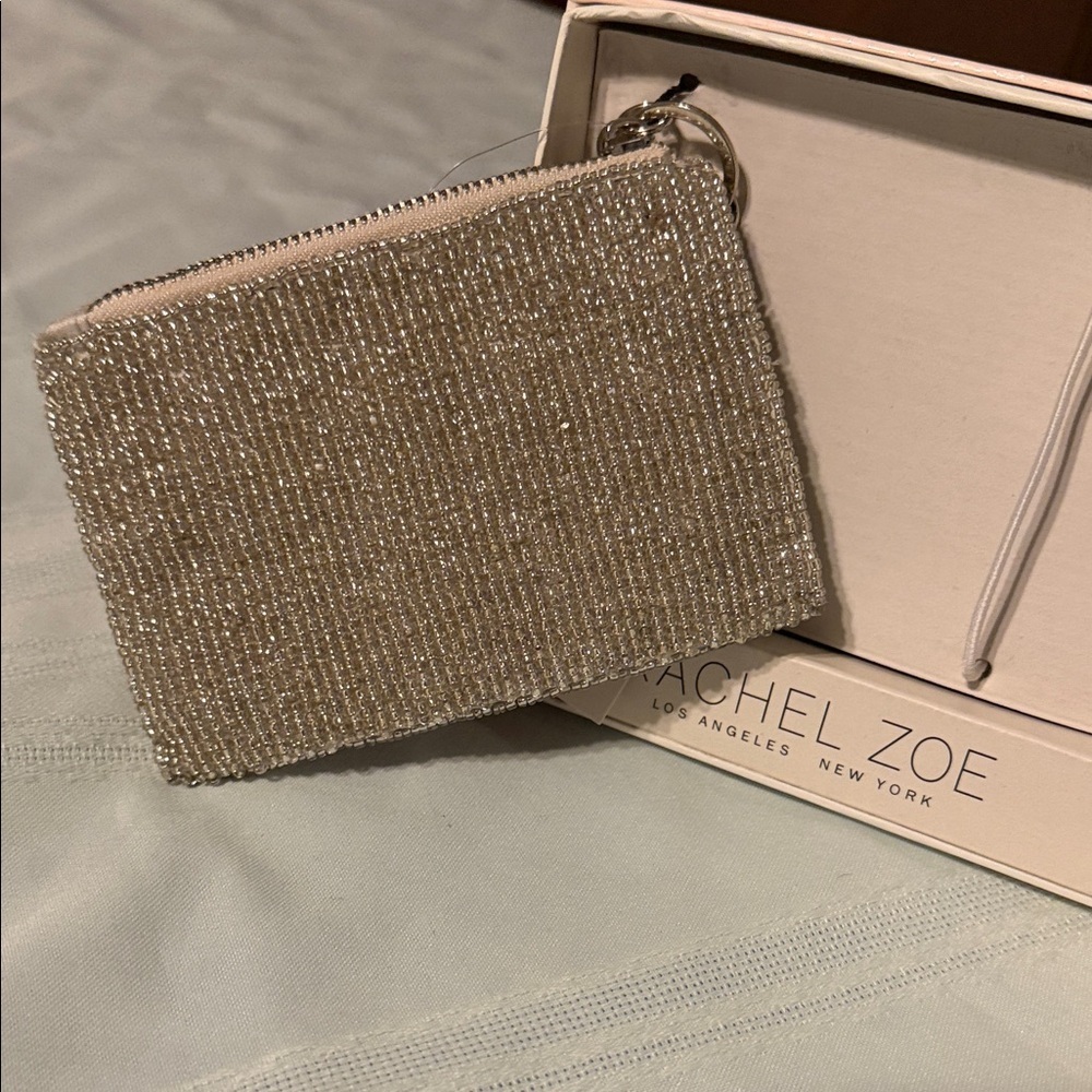 Rachel Zoe Glittery Silver and Tan Teddy Bear Coin Purse Set - Picture 2 of 2